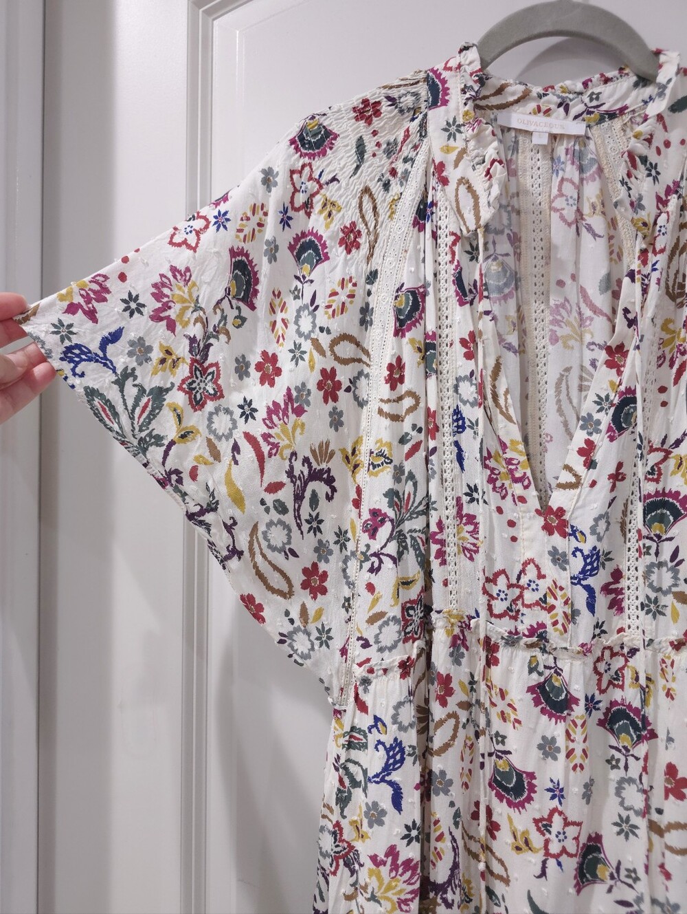 OLIVACEOUS Boho Tiered Floral Mini Dress | Effortless Festival & Resort Style, L - Picture 3 of 16